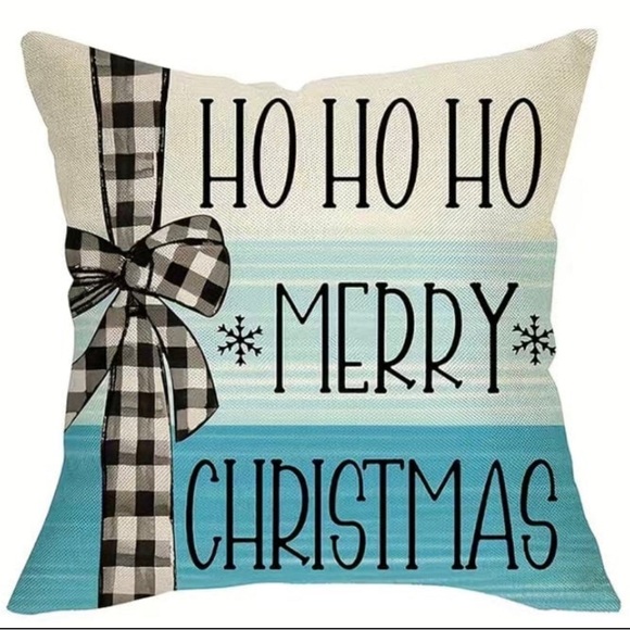 Set of 4 4pcs/set Warm Winter Blessings Blue Decorative Pillow Covers 18x18 - Picture 5 of 5